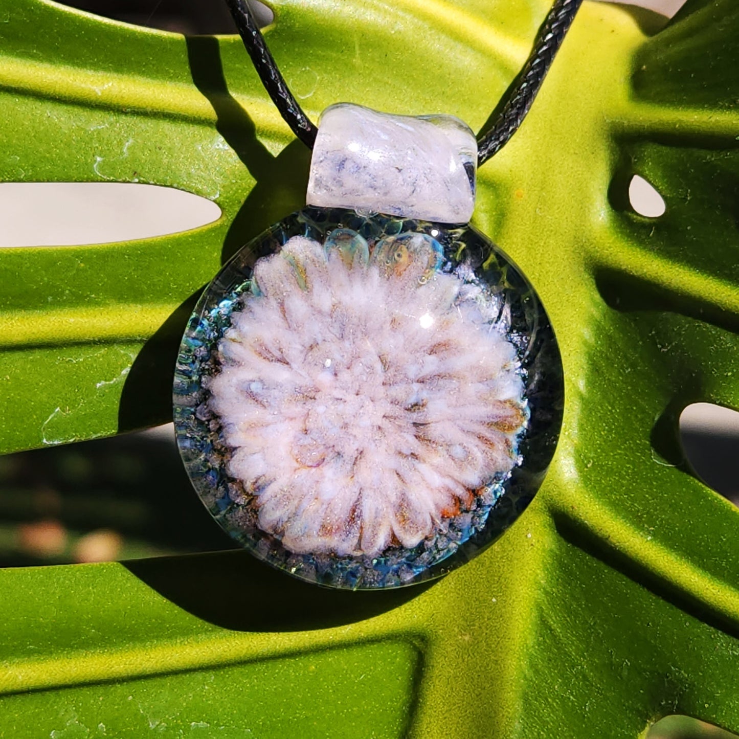 Pink Glass Jewelry Handblown Borosilicate Pendant Handmade