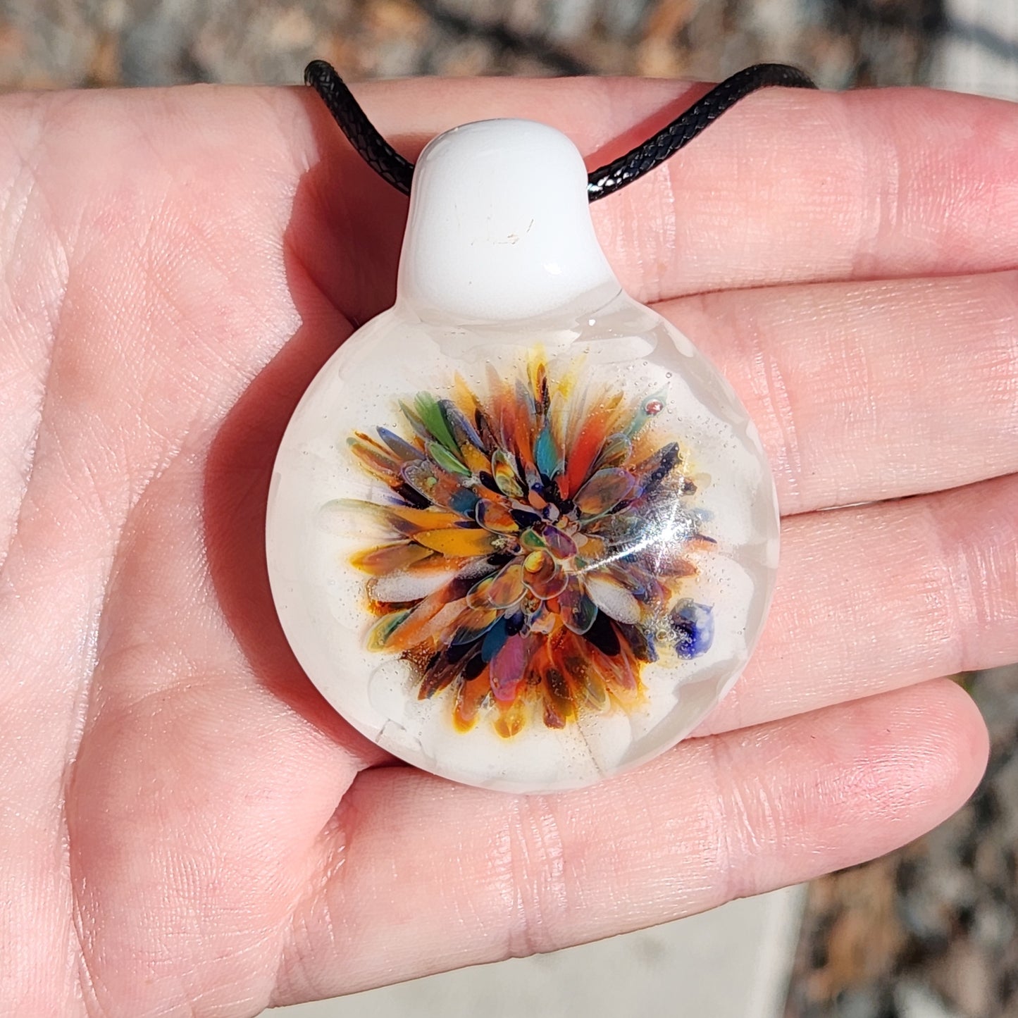 Colorful Burst Glass Pendant Necklace