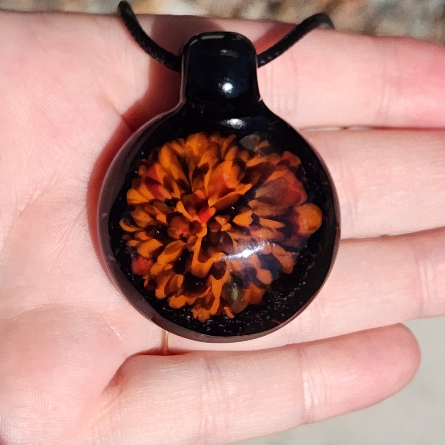 Handblown Beauty in Glass – Fire Bloom in Black