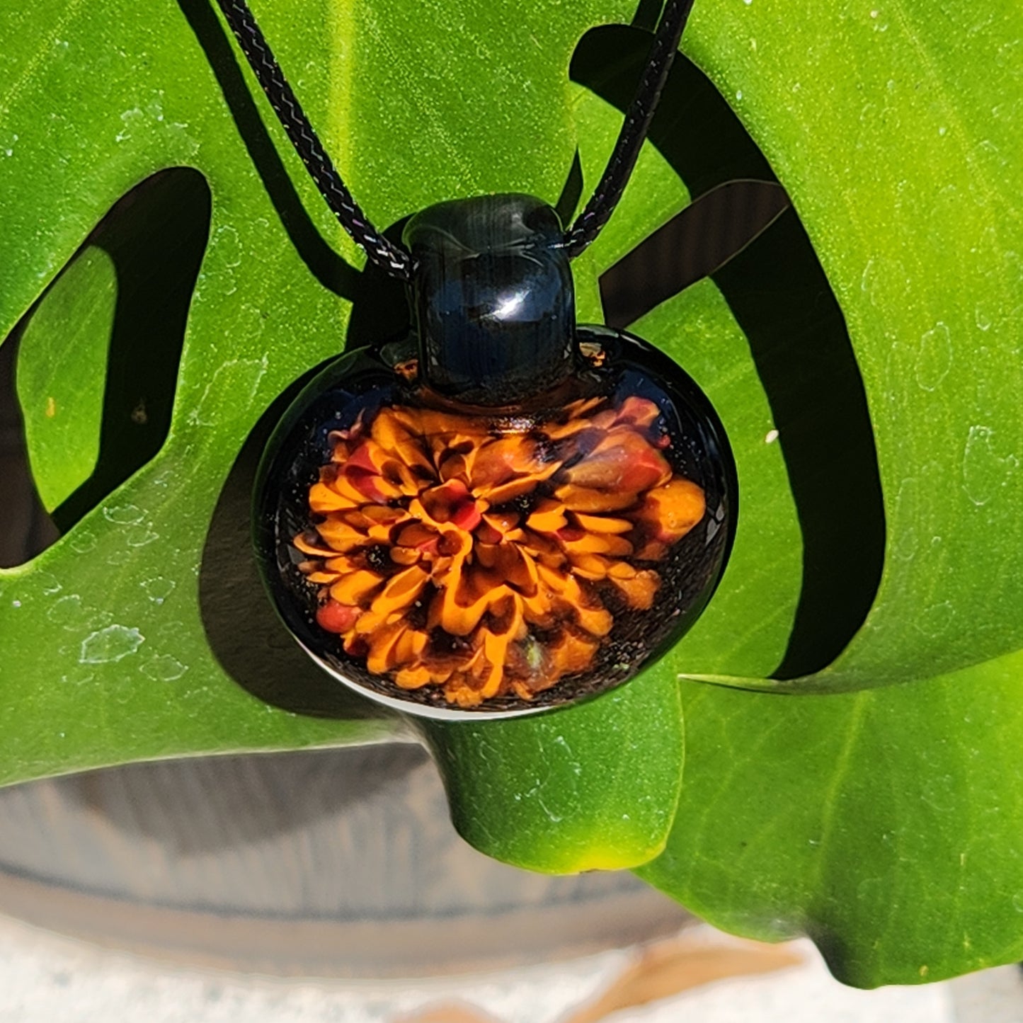 Handblown Beauty in Glass – Fire Bloom in Black