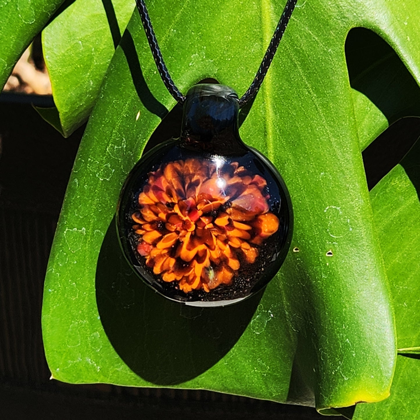 Handblown Beauty in Glass – Fire Bloom in Black