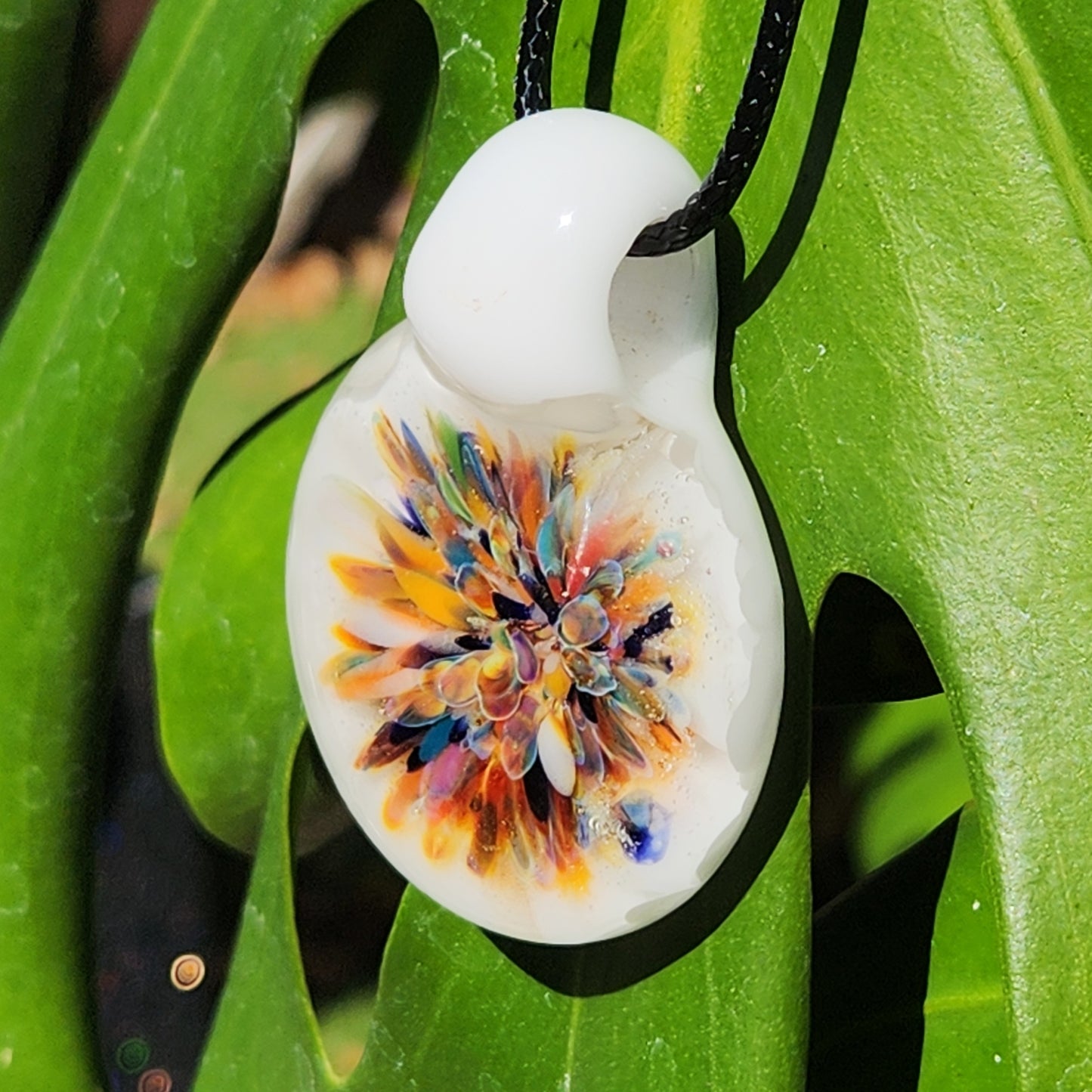 Colorful Burst Glass Pendant Necklace