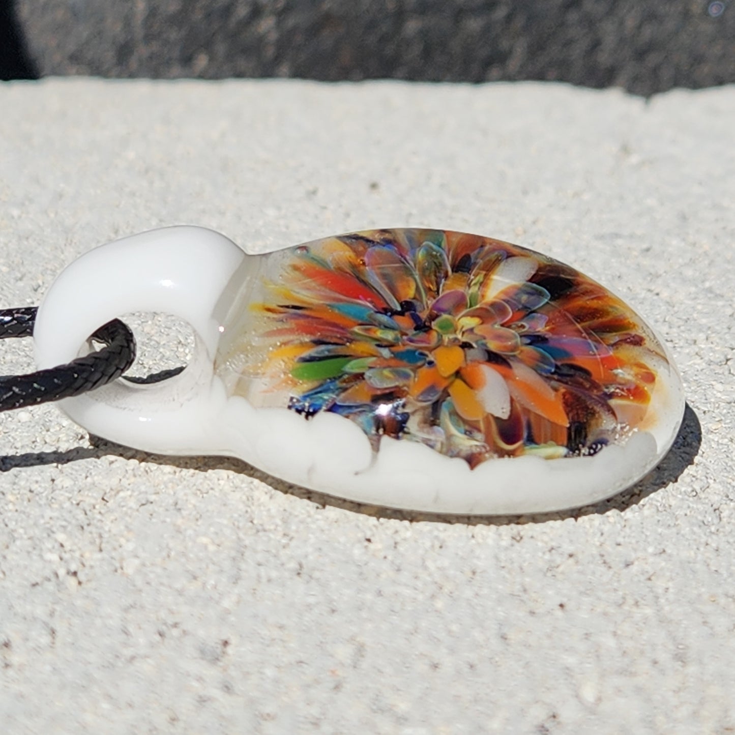 Colorful Burst Glass Pendant Necklace