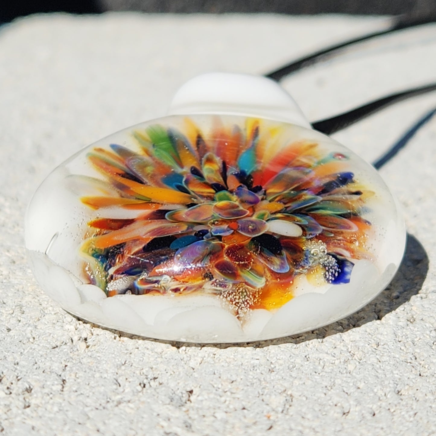 Colorful Burst Glass Pendant Necklace