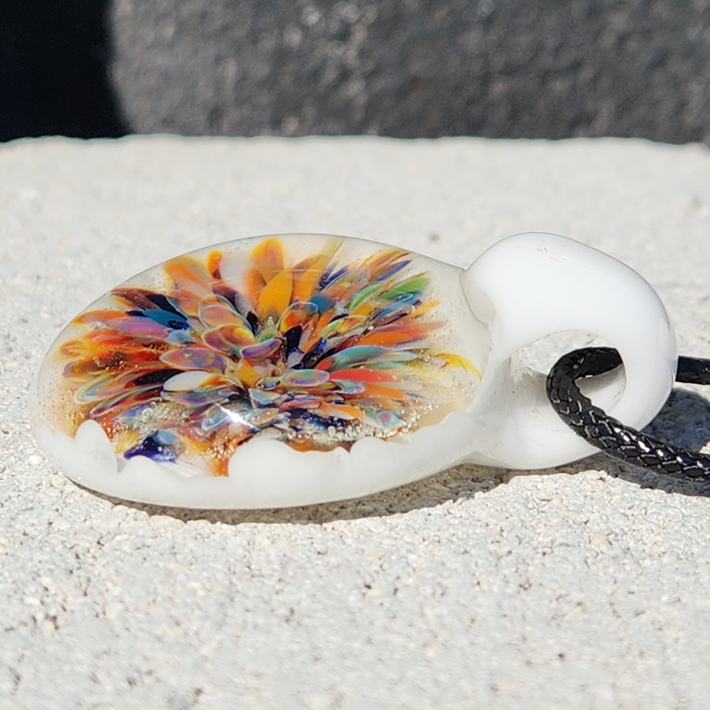 Colorful Burst Glass Pendant Necklace