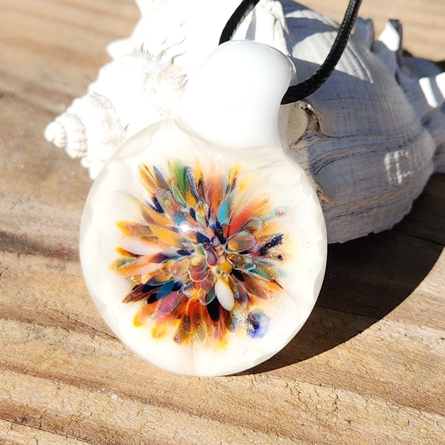 Colorful Burst Glass Pendant Necklace