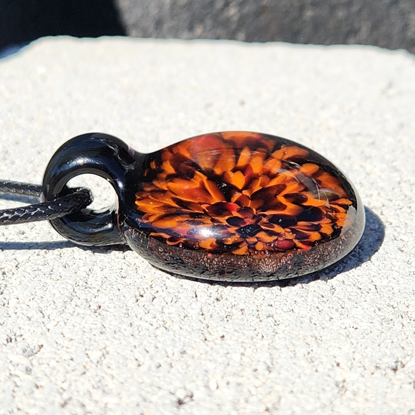 Handblown Beauty in Glass – Fire Bloom in Black