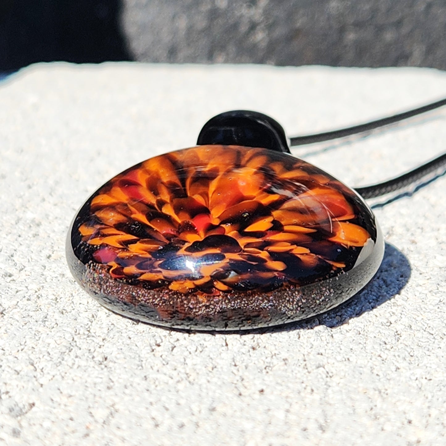 Handblown Beauty in Glass – Fire Bloom in Black