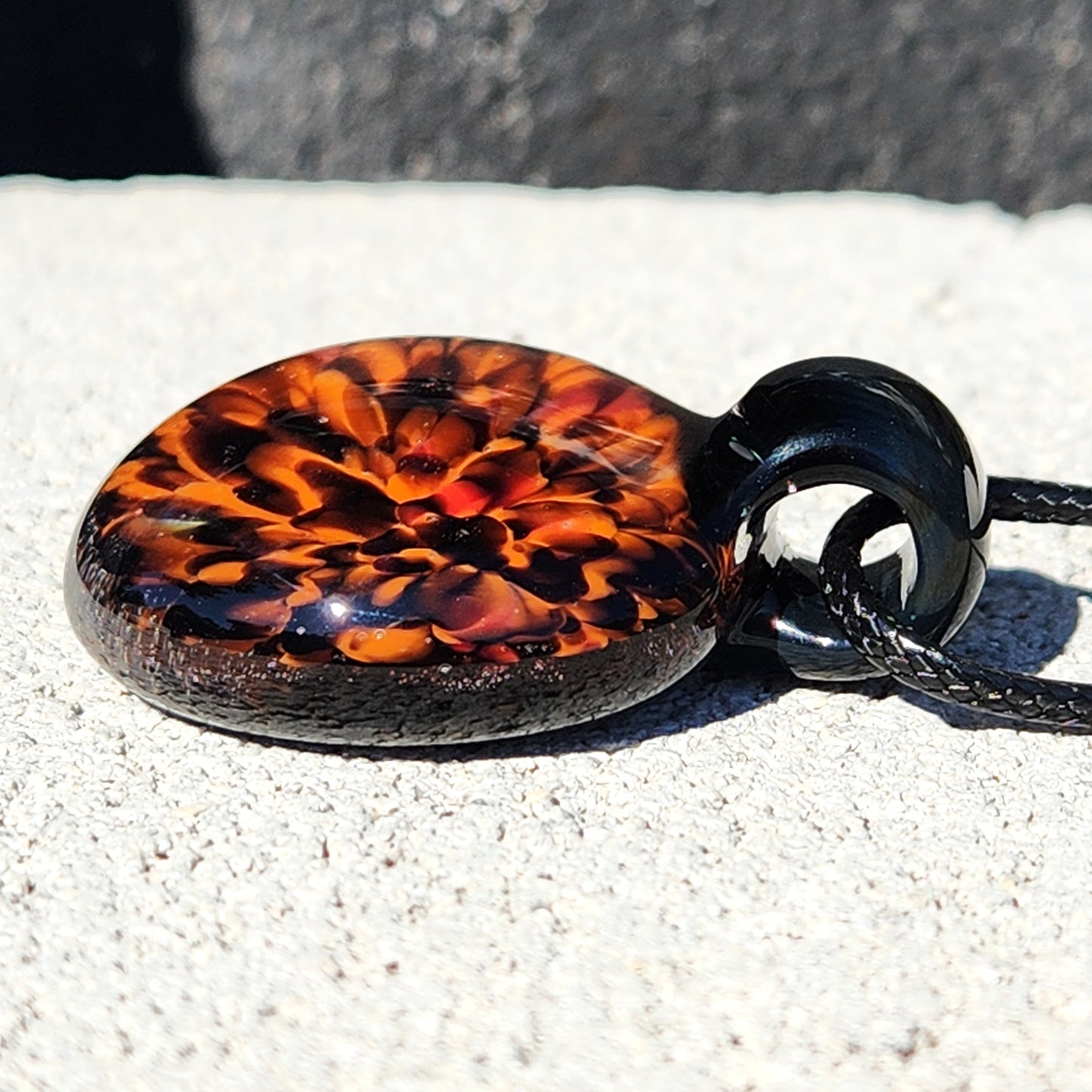 Handblown Beauty in Glass – Fire Bloom in Black