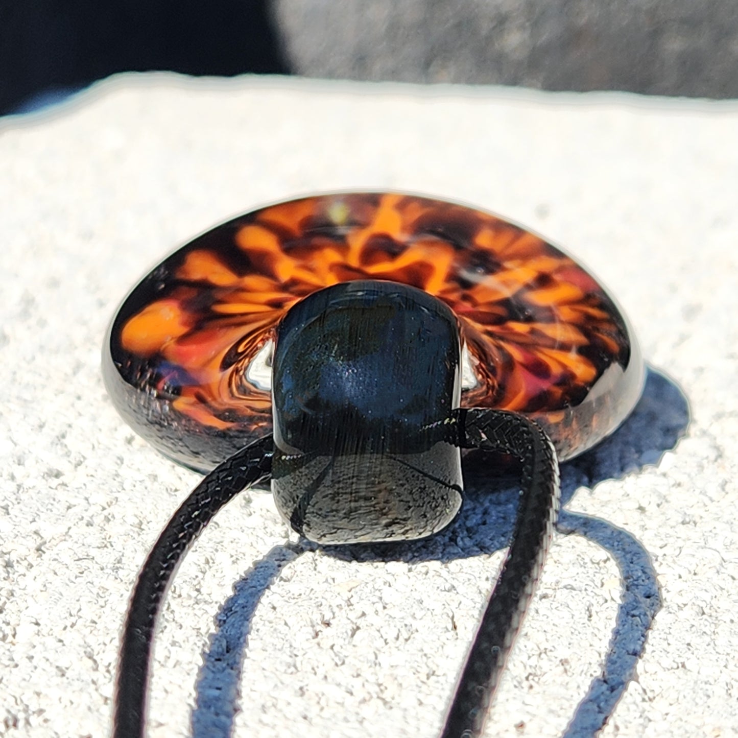 Handblown Beauty in Glass – Fire Bloom in Black