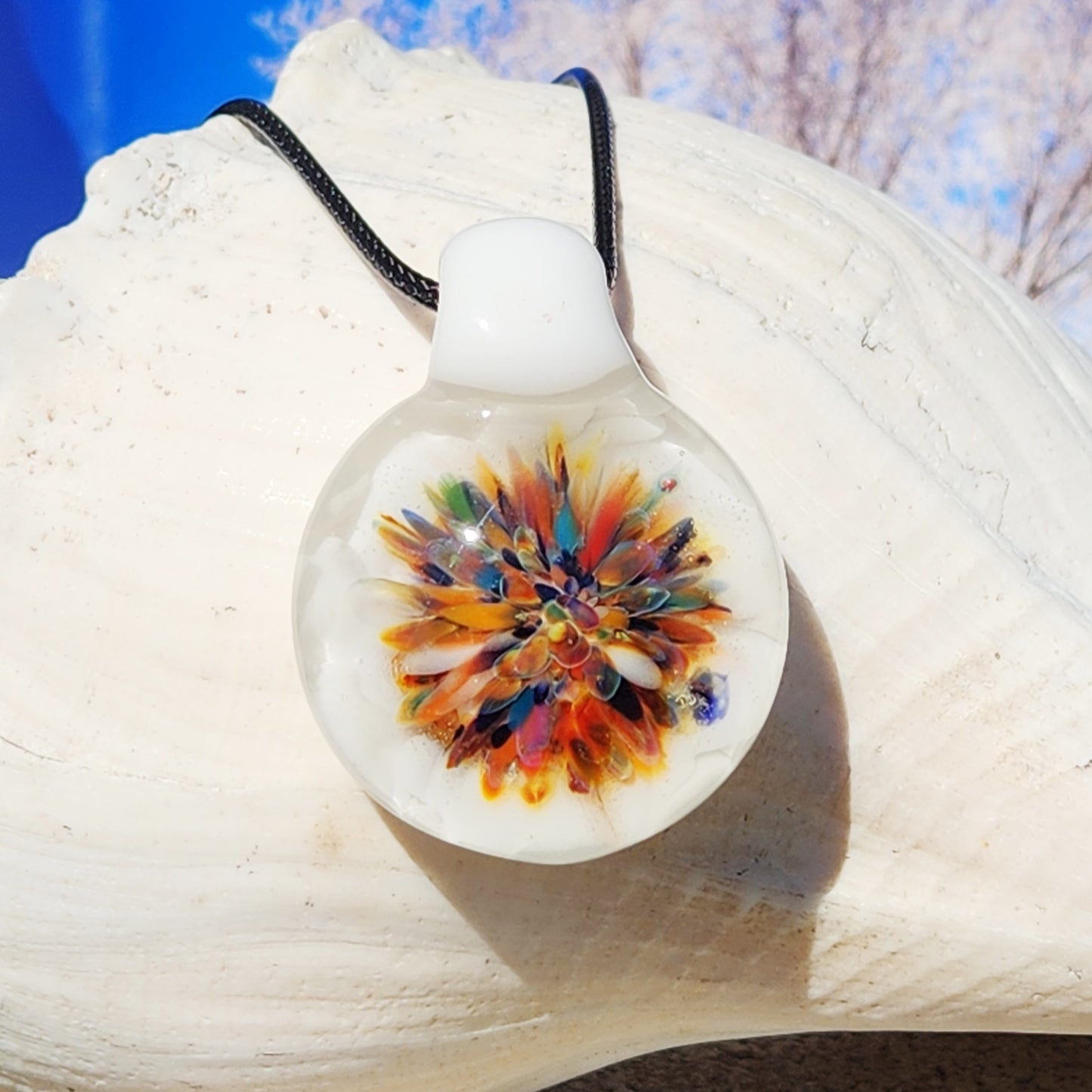 Colorful Burst Glass Pendant Necklace