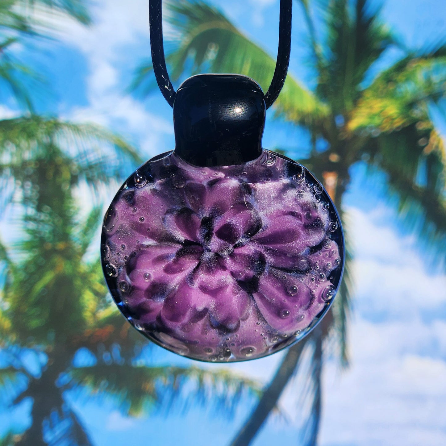 Purple Handmade Blown Glass Pendant – Unique Borosilicate Jewelry