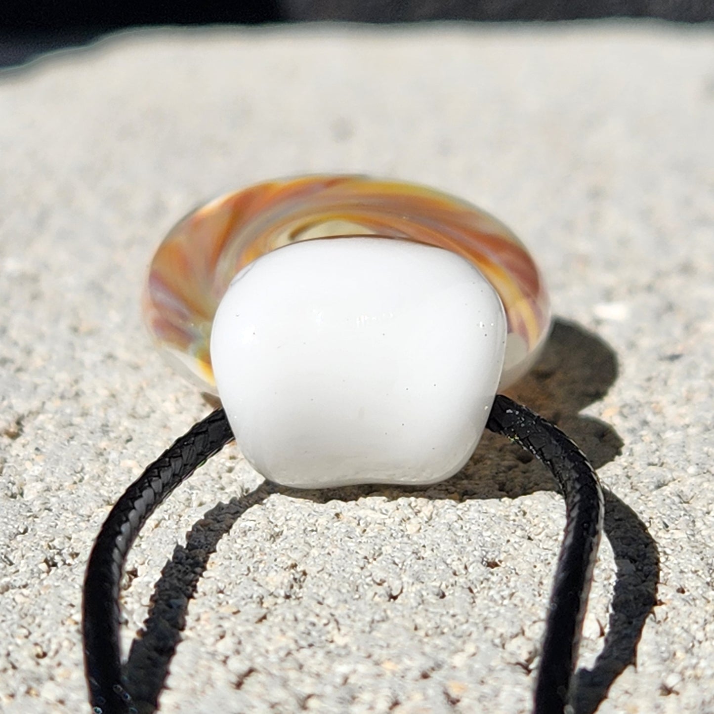 Handmade Cream & Amber Swirl Glass Pendant Necklace