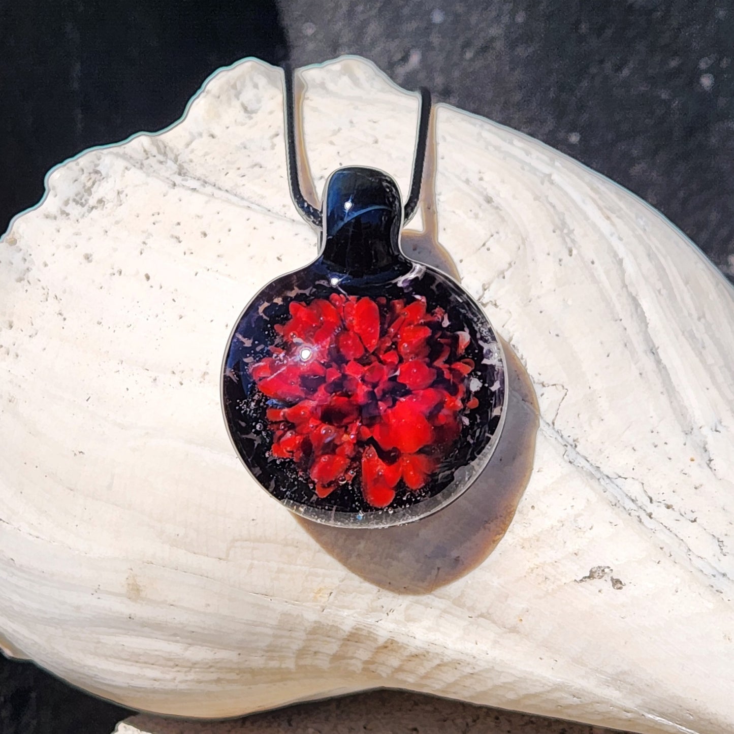 Fiery Swirl with Crushed Black Glass