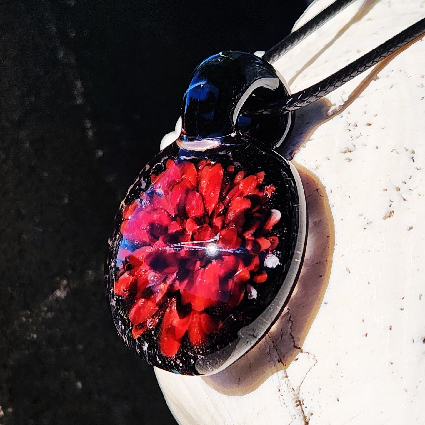 Fiery Swirl with Crushed Black Glass