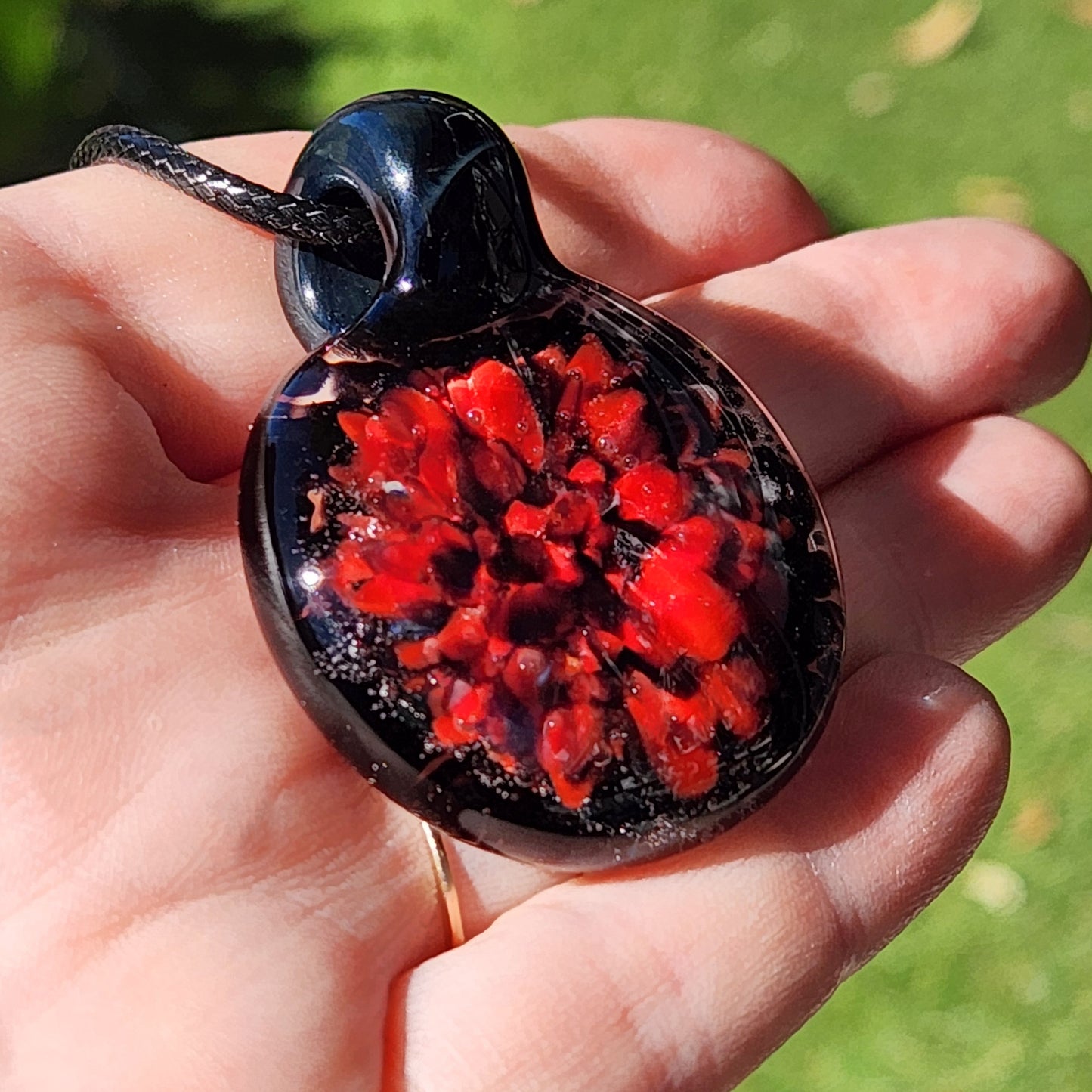 Fiery Swirl with Crushed Black Glass