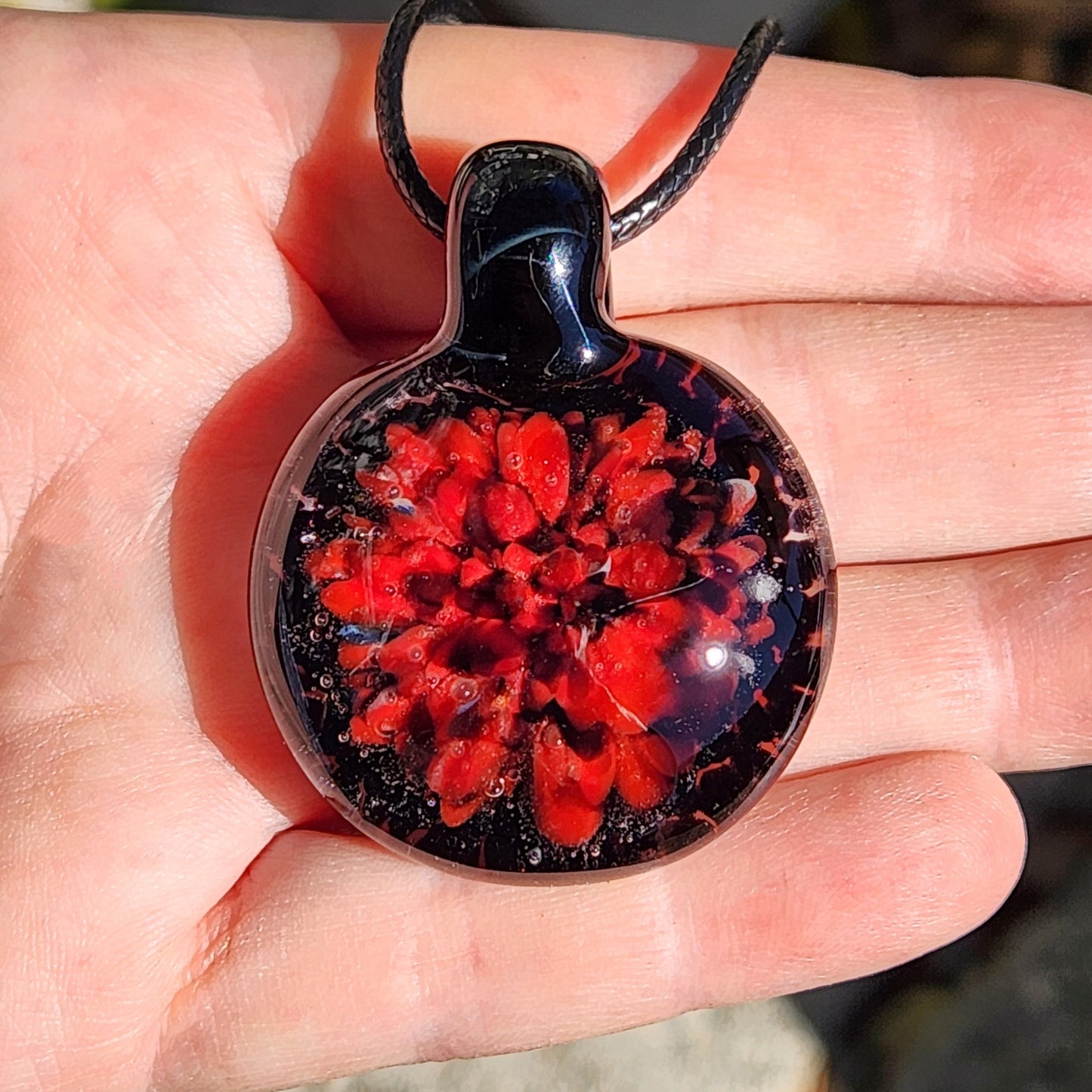 Fiery Swirl with Crushed Black Glass