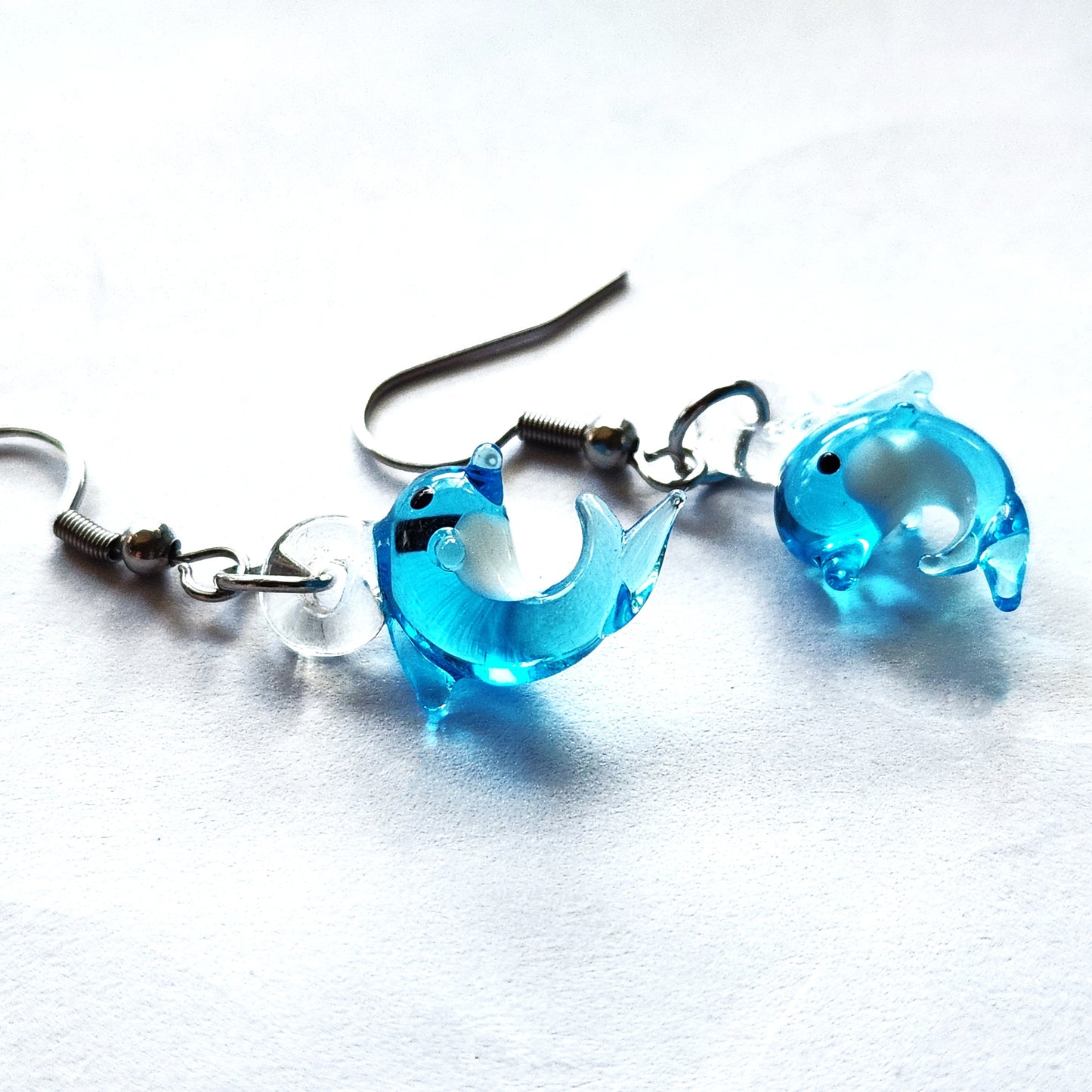 Tiny Dolphin Glass Earrings
