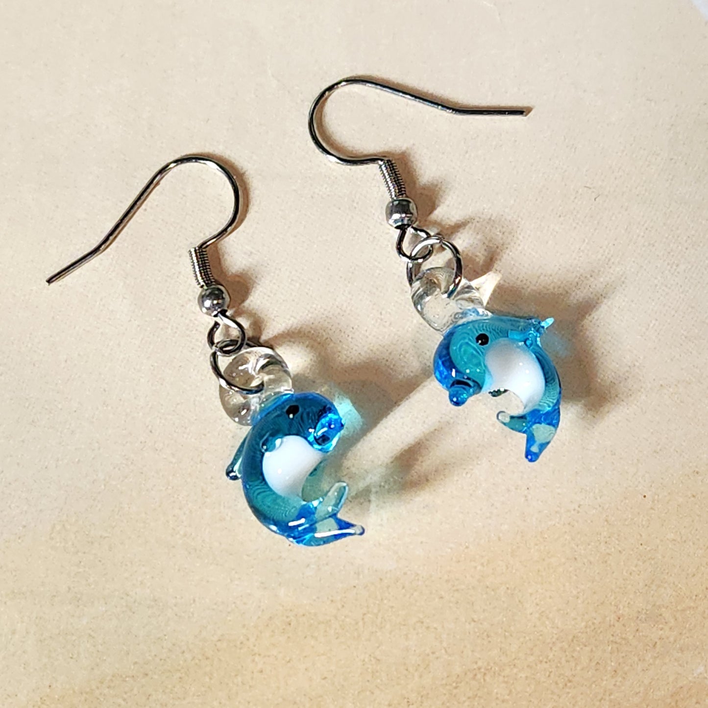 Tiny Dolphin Glass Earrings