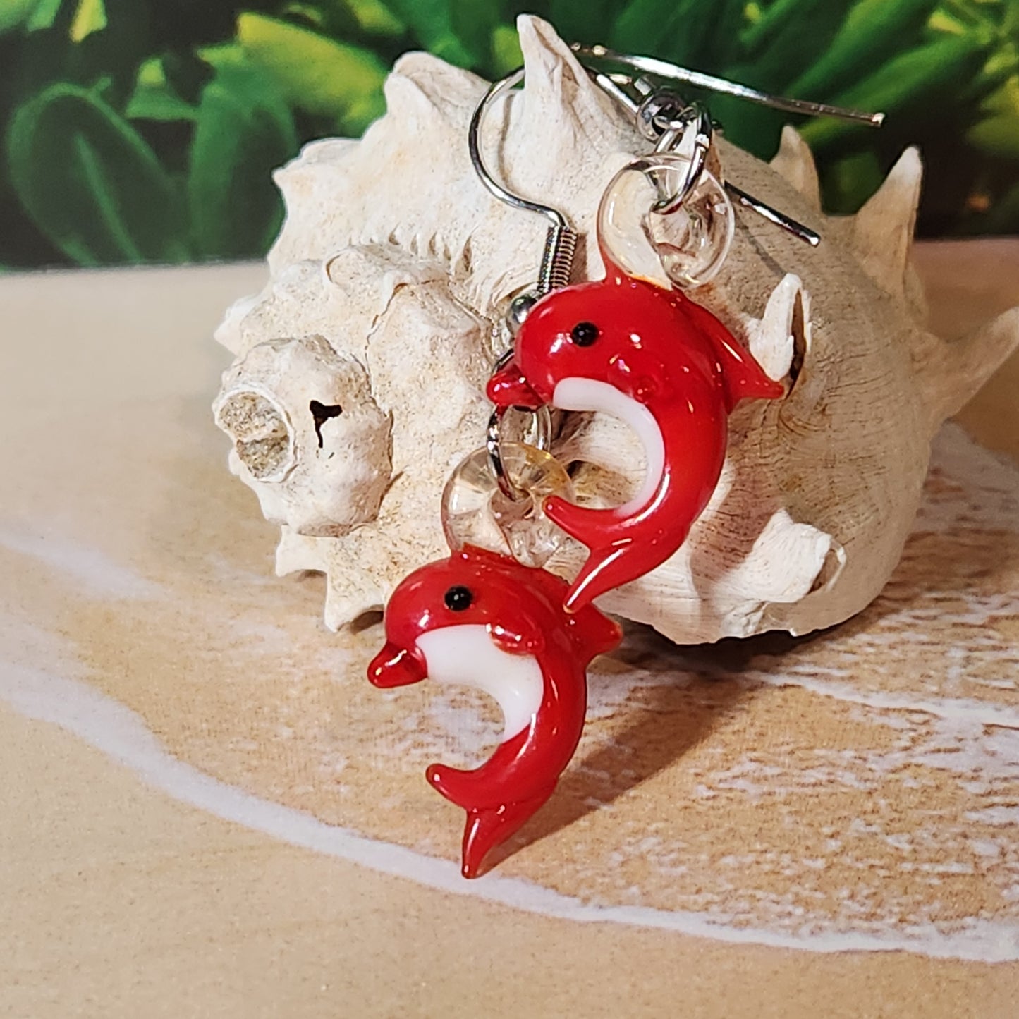 Tiny Dolphin Glass Earrings