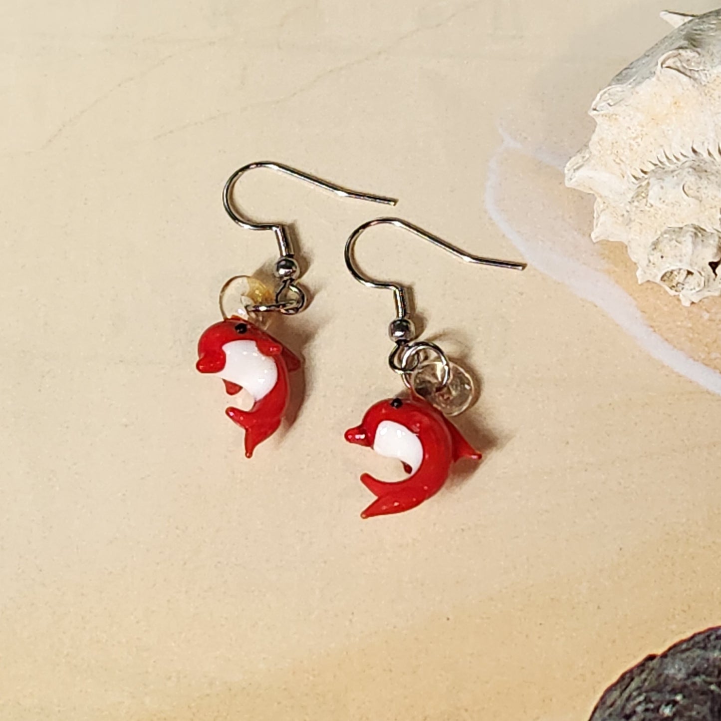 Tiny Dolphin Glass Earrings