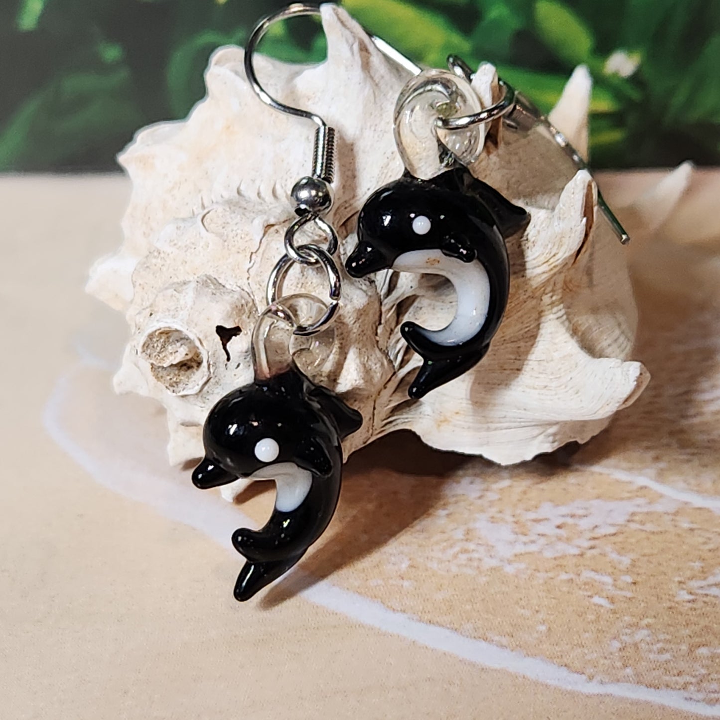 Tiny Dolphin Glass Earrings