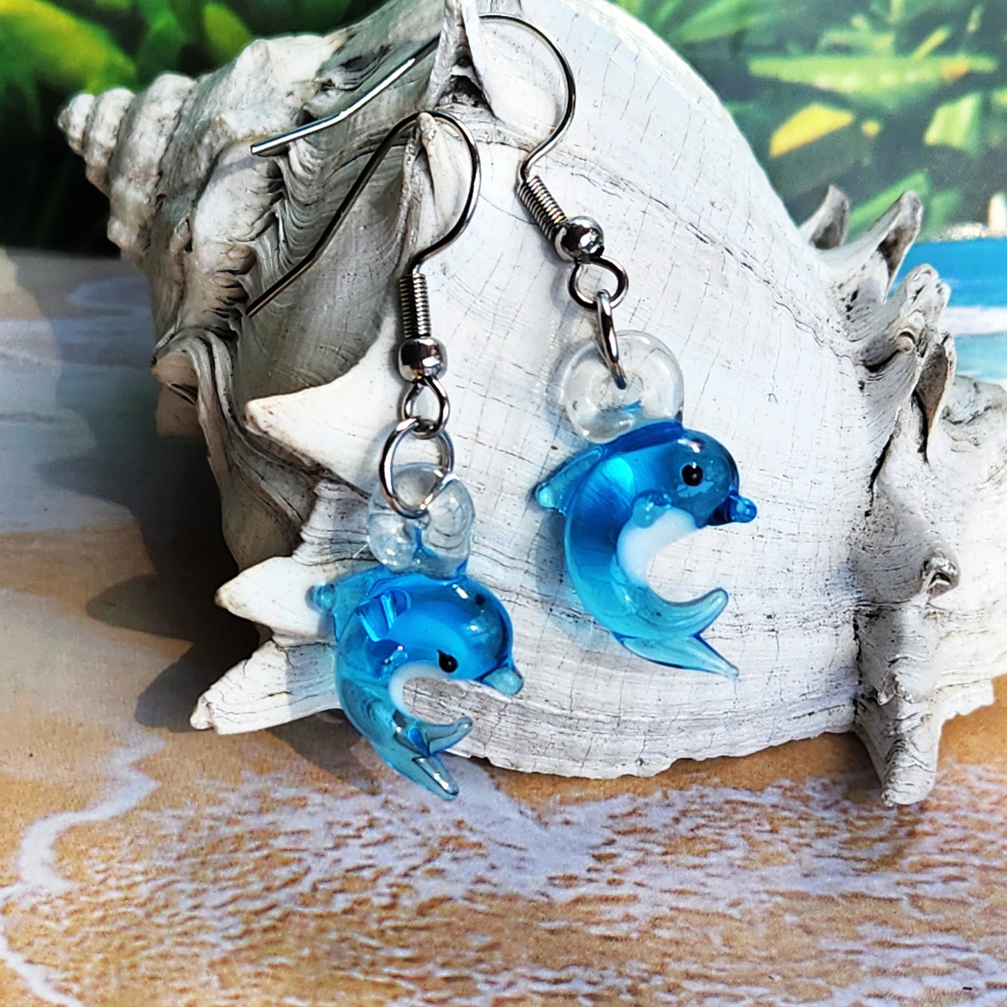 Tiny Dolphin Glass Earrings