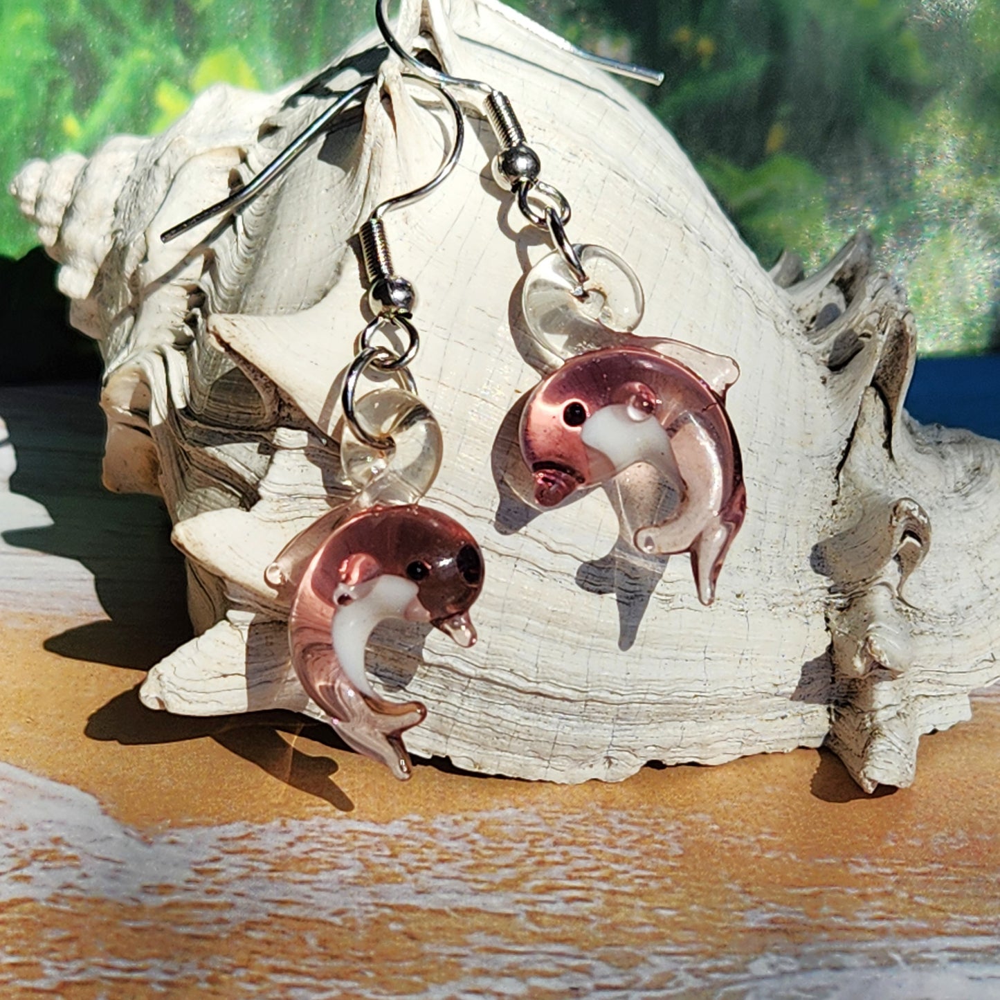Tiny Dolphin Glass Earrings