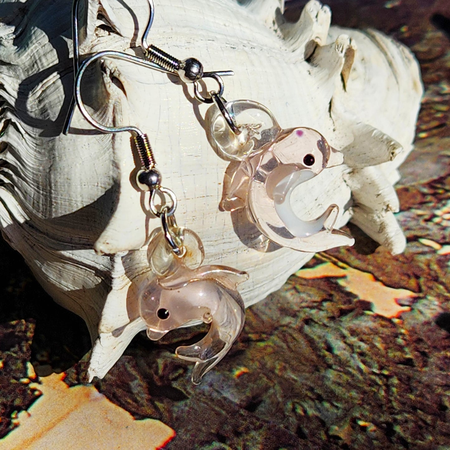 Tiny Dolphin Glass Earrings