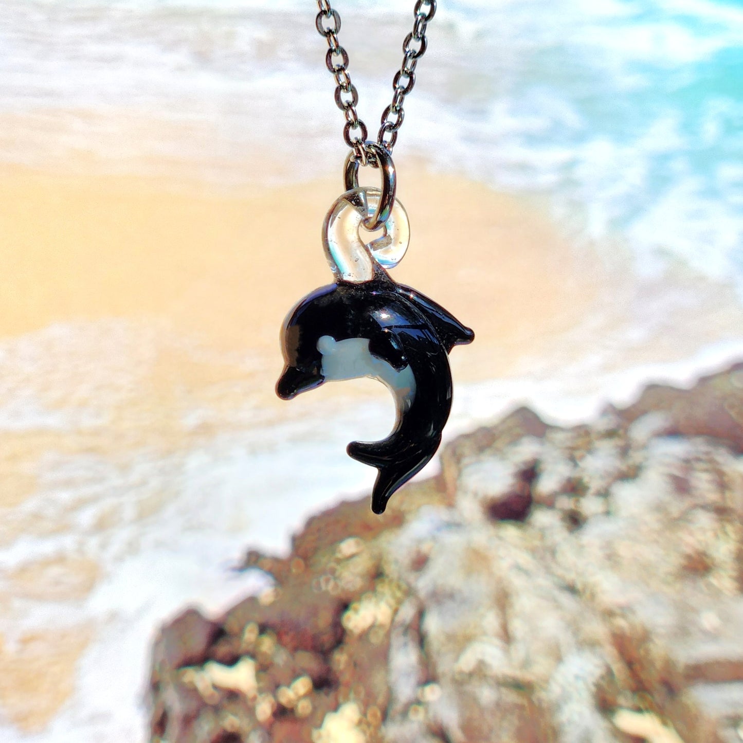 Tiny Dolphin Glass Necklace