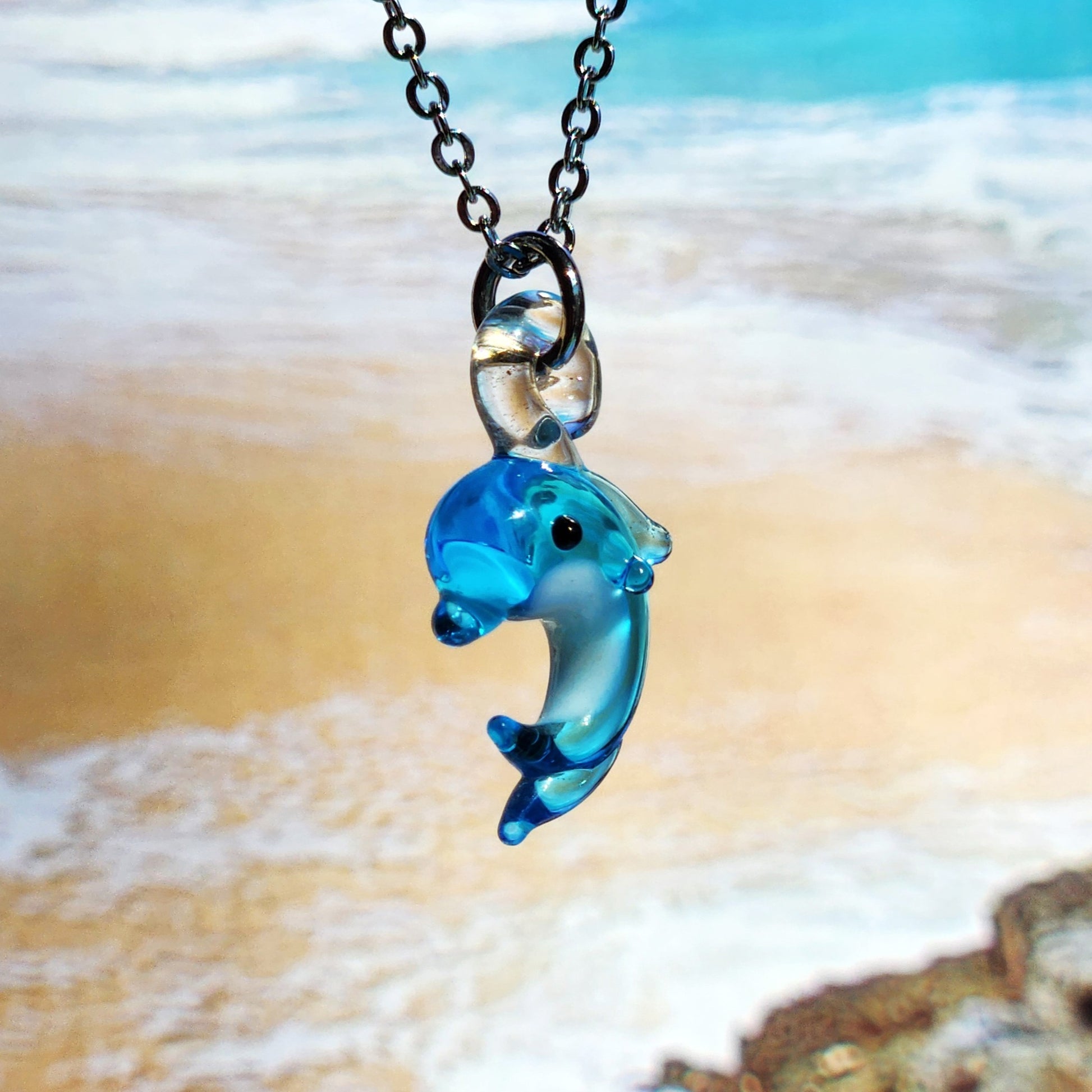 Blue dolphin pendant necklace