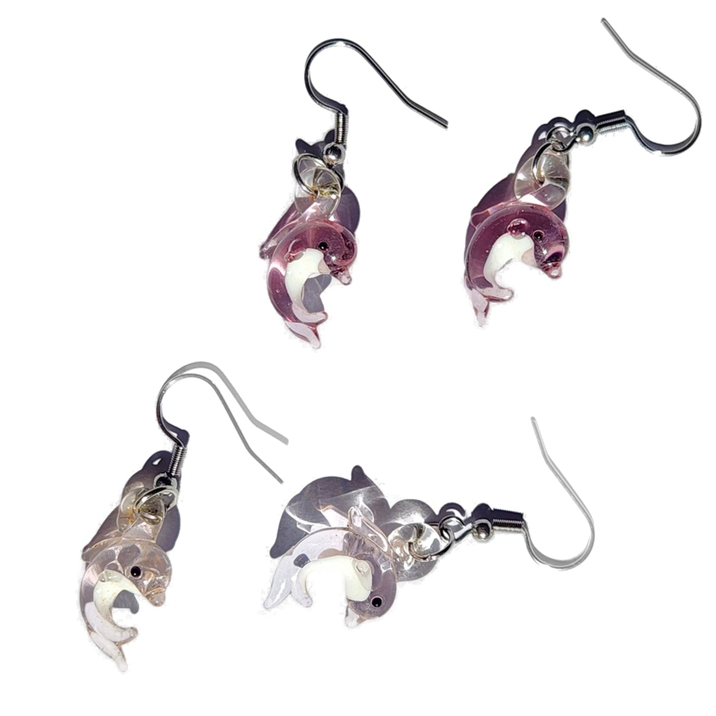 Tiny Dolphin Glass Earrings