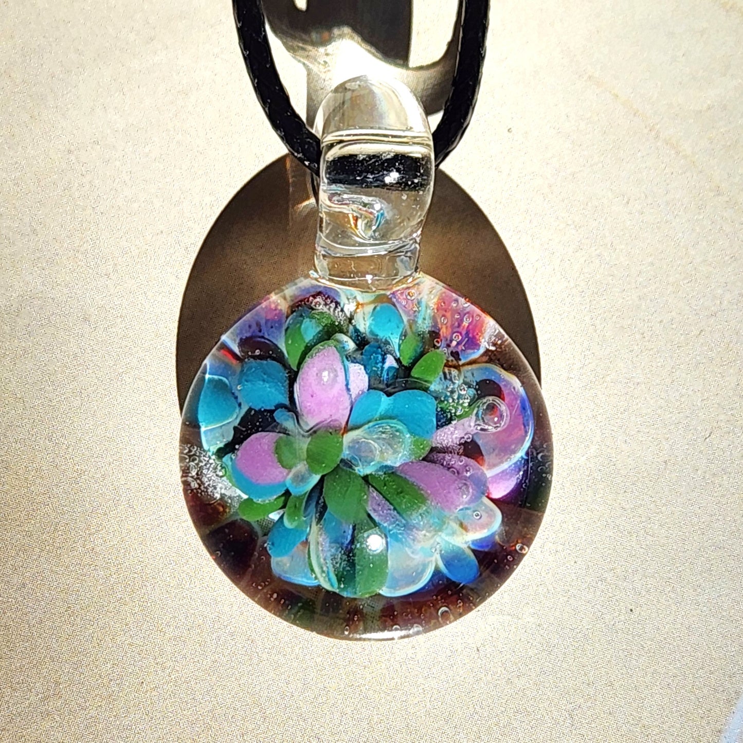 Small Purple Green & Blue Glass Pendant