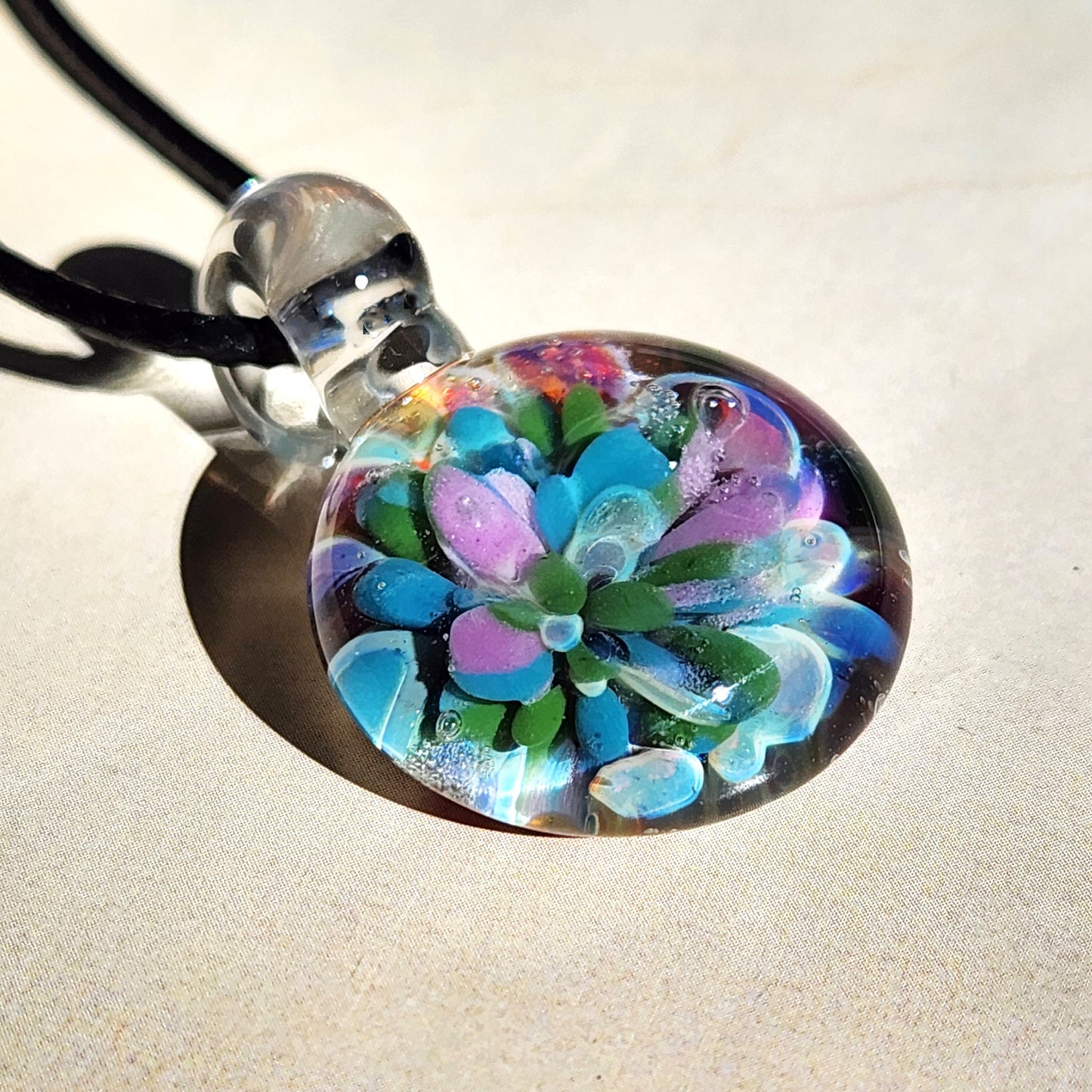 Small Purple Green & Blue Glass Pendant