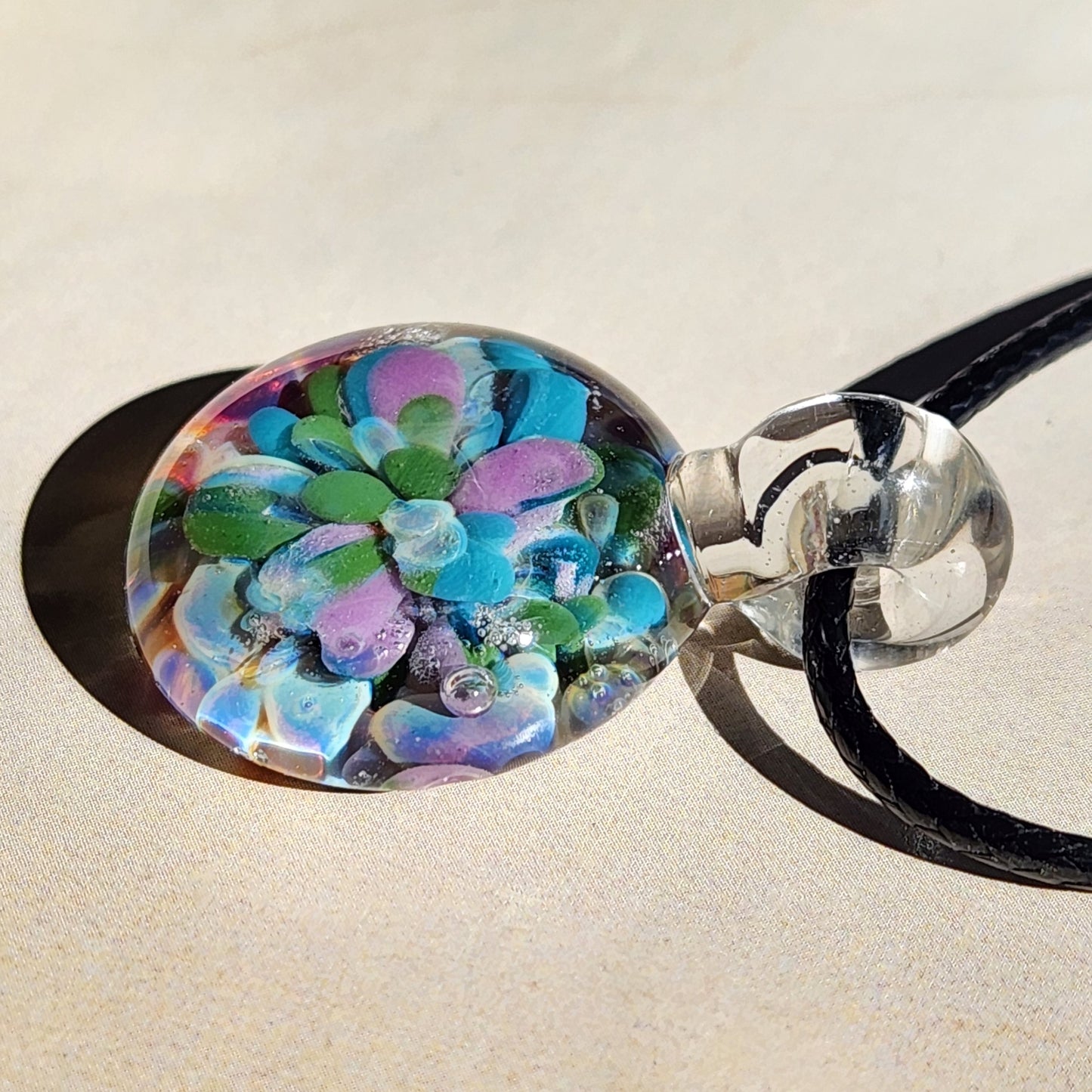 Small Purple Green & Blue Glass Pendant