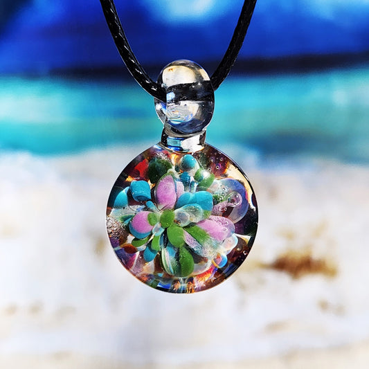 Small Purple Green & Blue Glass Pendant