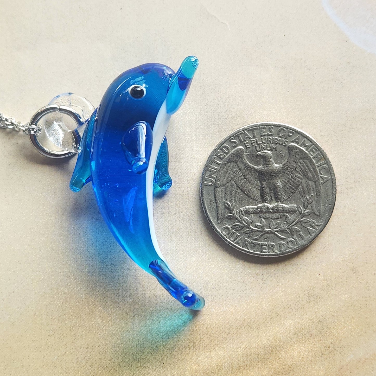 Dolphin Glass Pendant Necklace