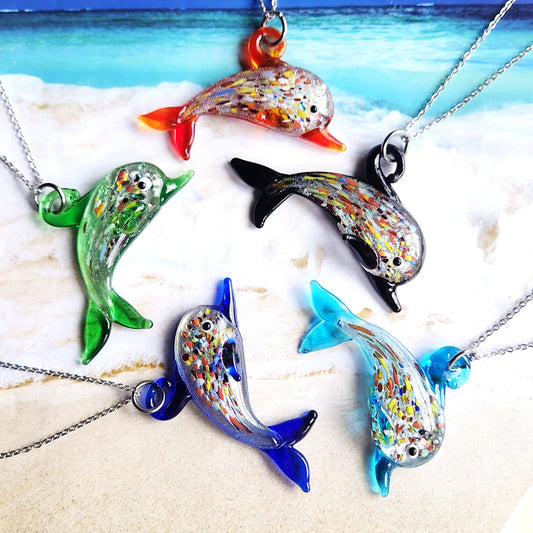 Murano Art Glass Dolphin Pendant