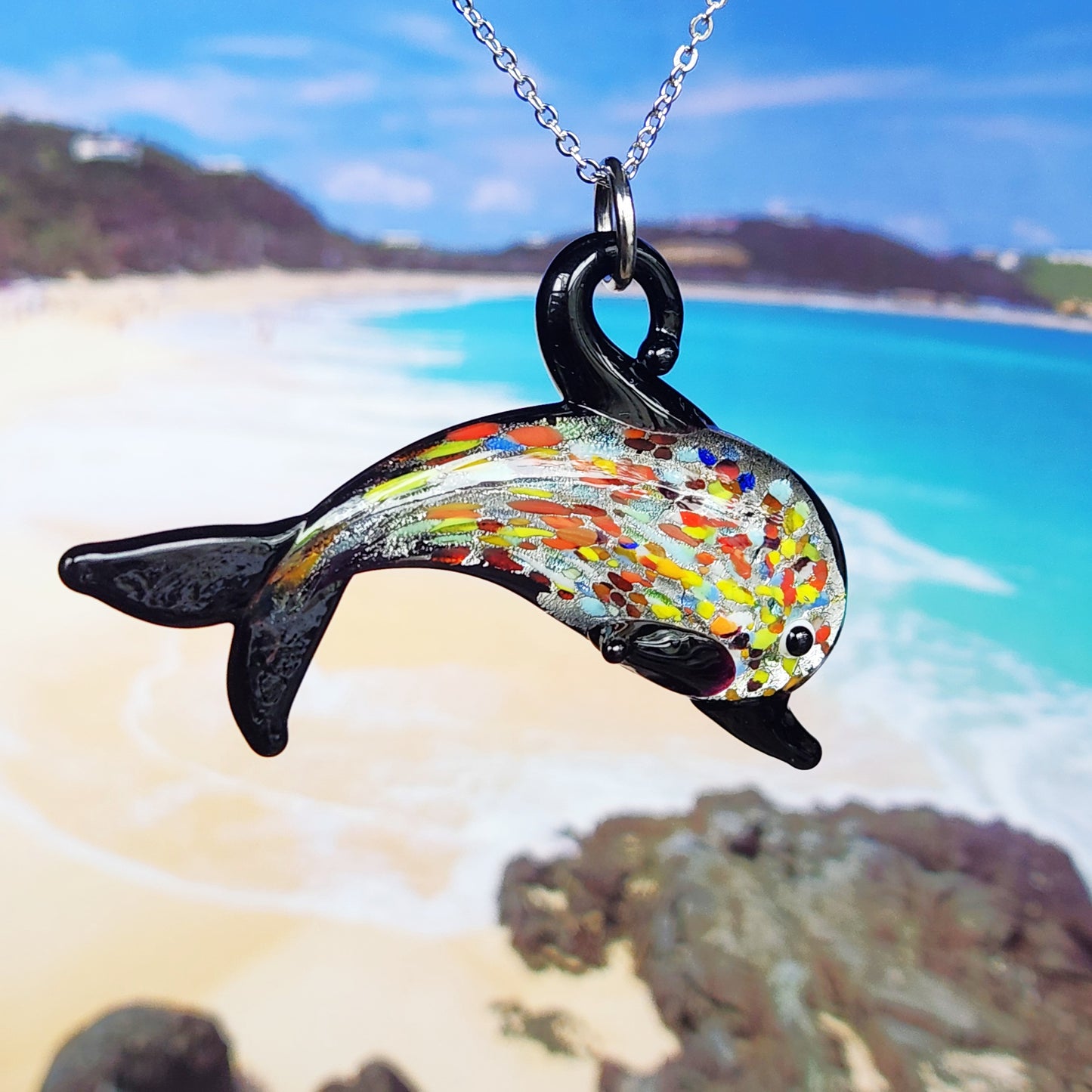 Murano Art Glass Dolphin Pendant