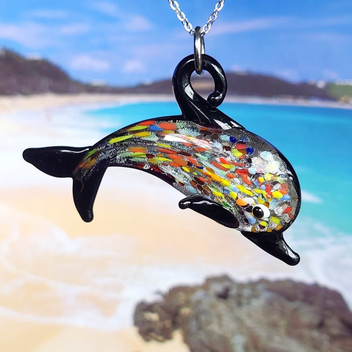 Murano Art Glass Dolphin Pendant