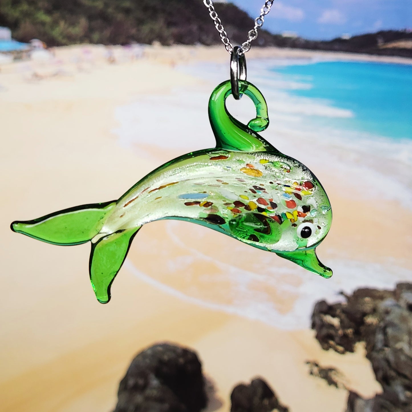 Murano Art Glass Dolphin Pendant