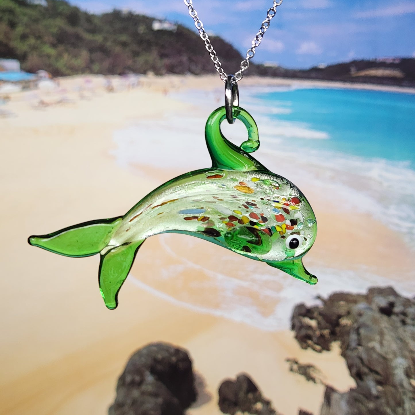 Murano Art Glass Dolphin Pendant