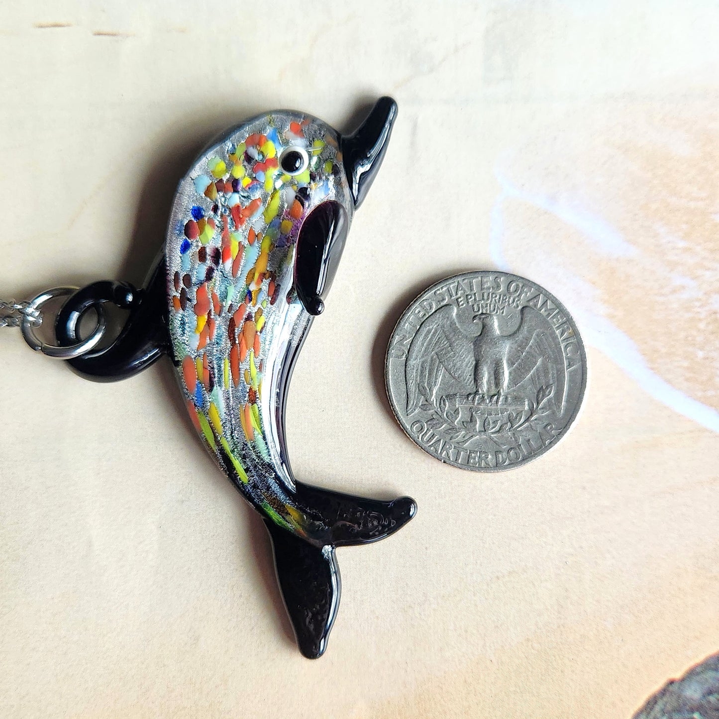 Murano Art Glass Dolphin Pendant