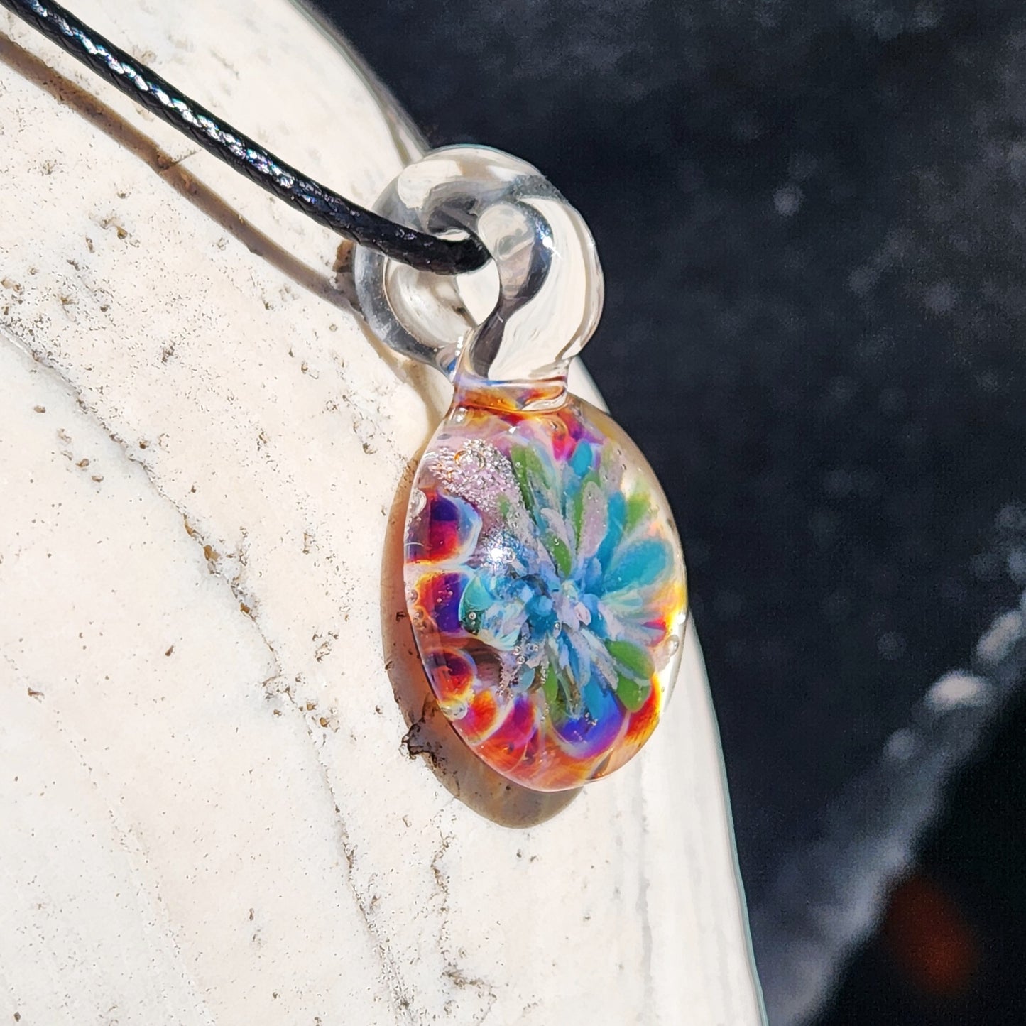 Small Glass Pendant – Handmade Flower Necklace