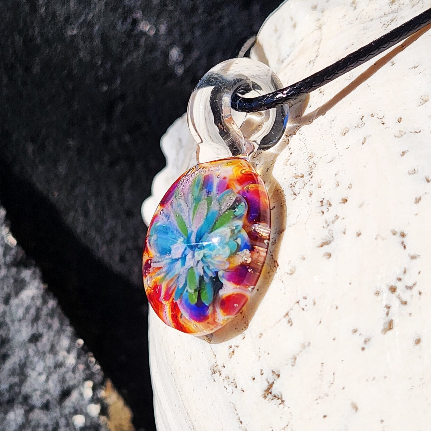 Small Glass Pendant – Handmade Flower Necklace