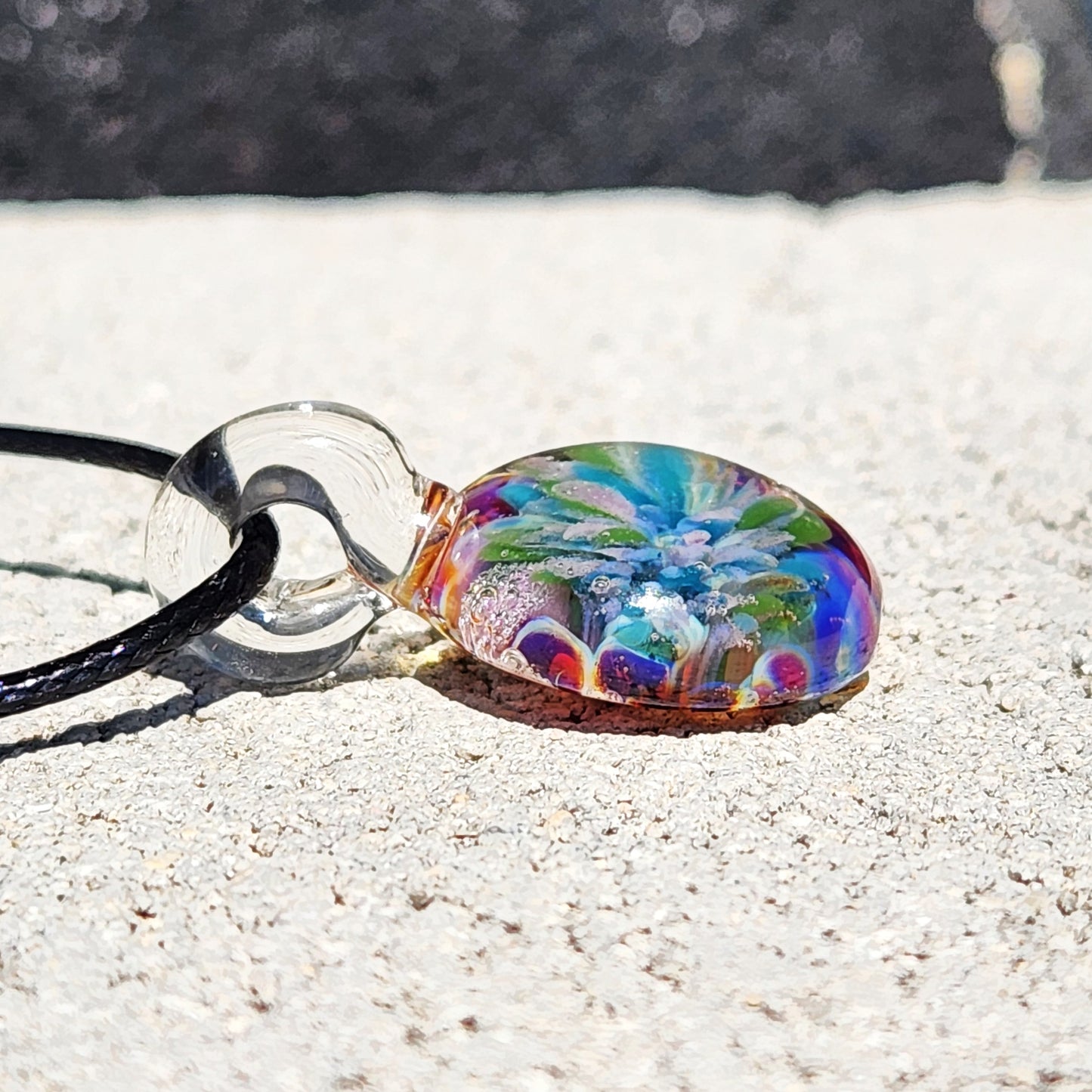 Small Glass Pendant – Handmade Flower Necklace