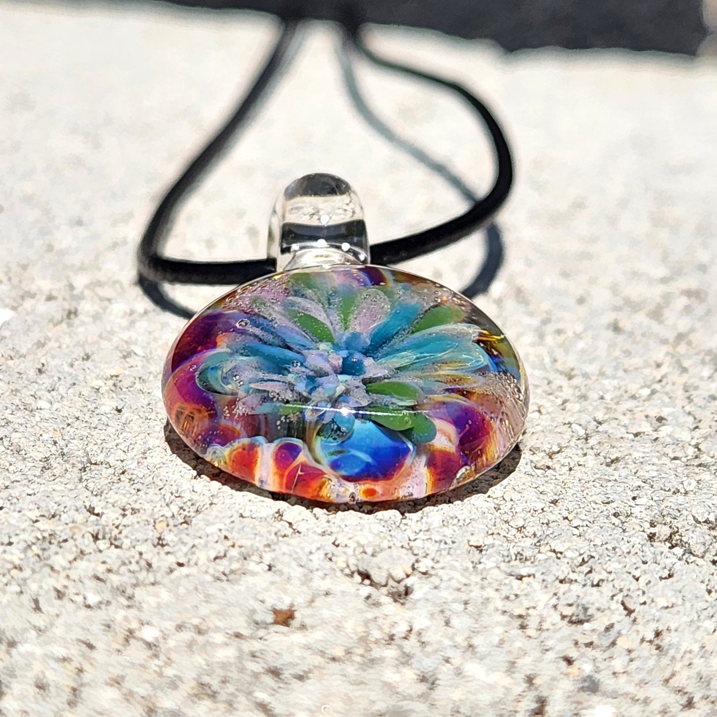 Small Glass Pendant – Handmade Flower Necklace