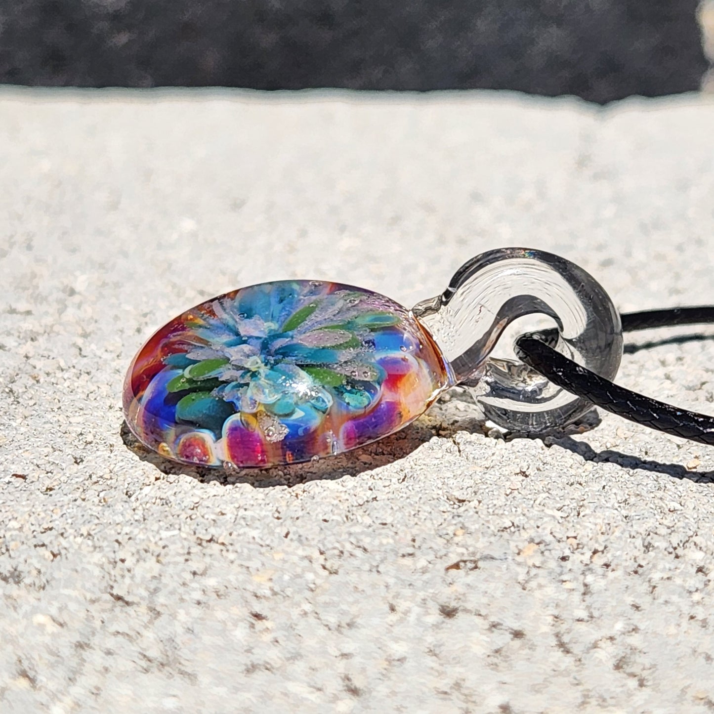 Small Glass Pendant – Handmade Flower Necklace