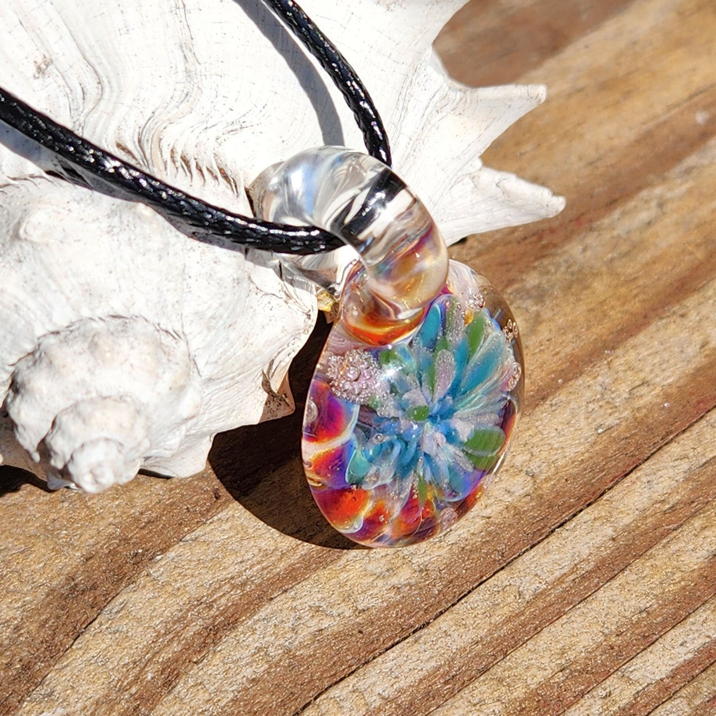 Small Glass Pendant – Handmade Flower Necklace