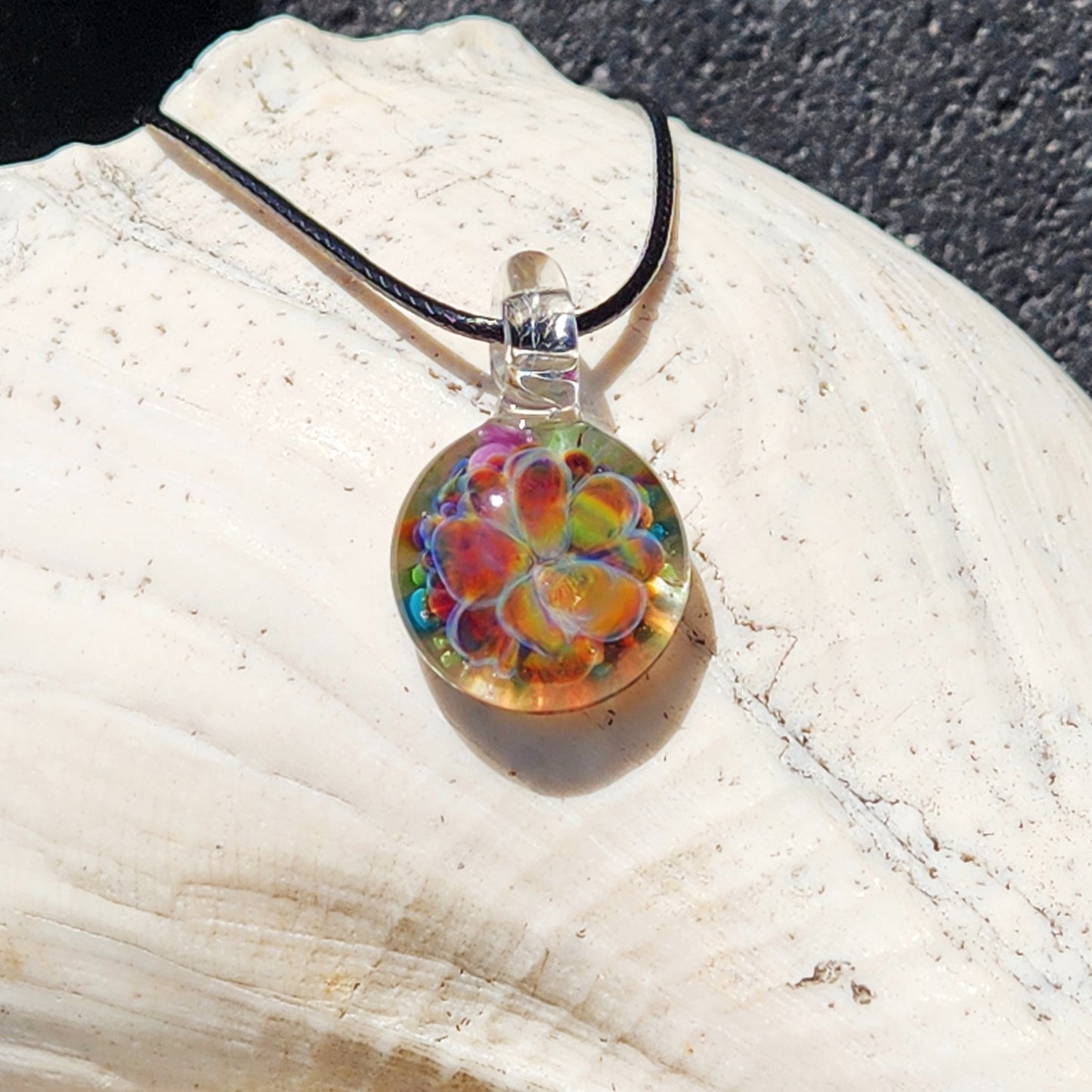 Handmade Blown Glass Pendant – Crushed Glass Jewelry